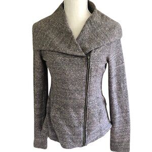 Mystree Gray Moto Jacket Women’s Small Knit Asymmetrical Zip Sweater Coat SZ S